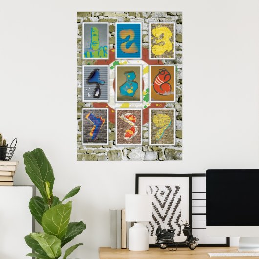 Graffiti-nummers Poster (Thuiskantoor)