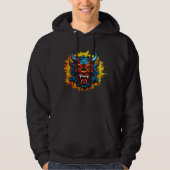 Graffiti Oni Masker Illustratie Vet en Unieke Kuns Hoodie (Voorkant)