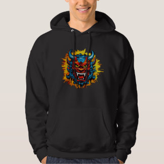 Graffiti Oni Masker Illustratie Vet en Unieke Kuns Hoodie