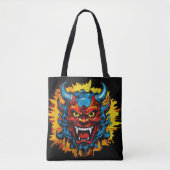 Graffiti Oni Masker Illustratie Vet en Unieke Kuns Tote Bag (Voorkant)