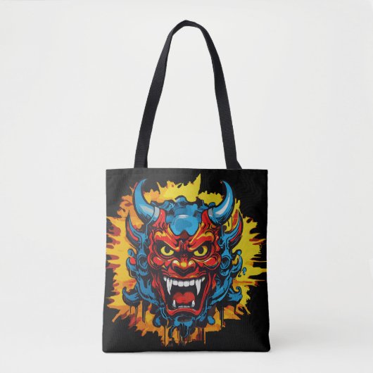 Graffiti Oni Masker Illustratie Vet en Unieke Kuns Tote Bag (Voorkant)