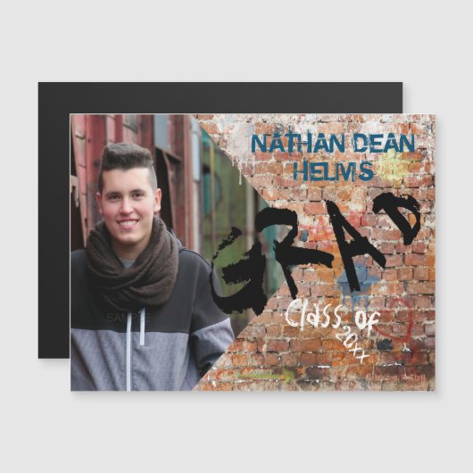 Graffiti op bakstenen muur afstudeerfoto magnetisc (Voorkant / Achterkant)