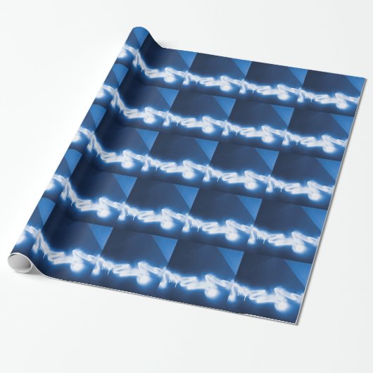 Graffiti op blauw metaal cadeaupapier (Uitgerold)