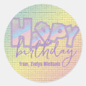 Graffiti op mozaïekTegel Happy Birthday Ronde Sticker (Voorkant)