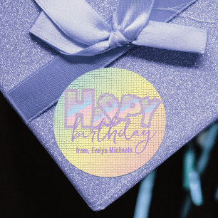 Graffiti op mozaïekTegel Happy Birthday Ronde Sticker