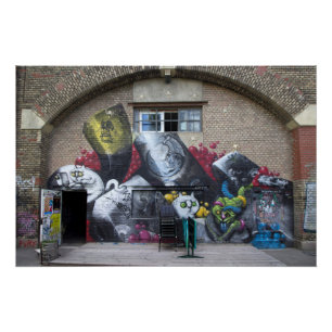 Graffiti op Stadtbahnbogen, Wien Österreich Poster