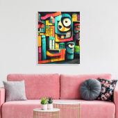 Graffiti op zwarte achtergrond 3d schilderen canvas afdruk (Insitu (Woonkamer))