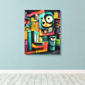 Graffiti op zwarte achtergrond 3d schilderen canvas afdruk (Insitu (Houten vloer))