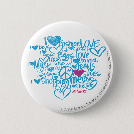 Graffiti Paars/Aqua Ronde Button 5,7 Cm (Voorkant)