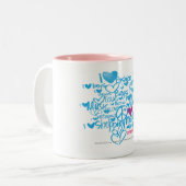 Graffiti Paars/Aqua Tweekleurige Koffiemok (Voorkant links)