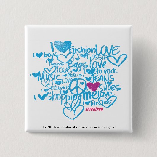 Graffiti Paars/Aqua Vierkante Button 5,1 Cm (Voorkant)