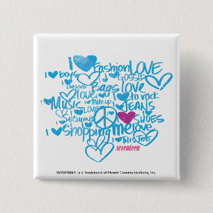 Graffiti Paars/Aqua Vierkante Button 5,1 Cm