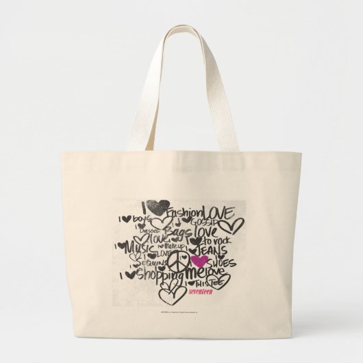 Graffiti Paars Grote Tote Bag (Voorkant)