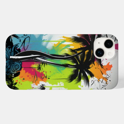 Graffiti palmboom Case-Mate iPhone case (Achterkant (horizontaal))