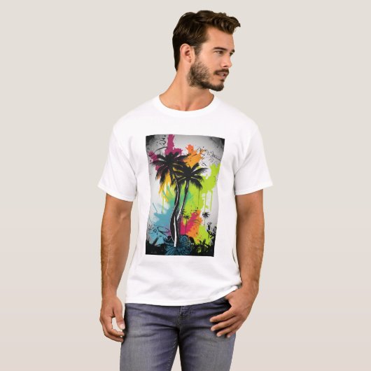 Graffiti palmboom t-shirt (Voorkant volledig)