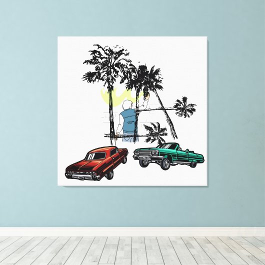 Graffiti Palms Low Rider Canvas Afdruk (Insitu (Houten vloer))