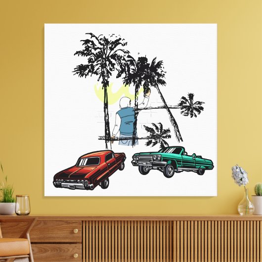 Graffiti Palms Low Rider Canvas Afdruk (Insitu (Woonkamer))