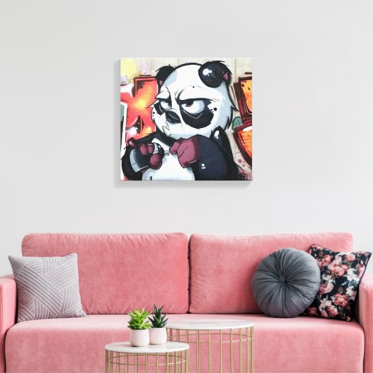 Graffiti Panda-Beer Canvas Afdruk (Insitu (Woonkamer))