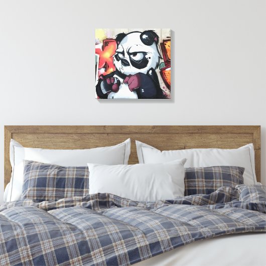 Graffiti Panda-Beer Canvas Afdruk (Insitu (Slaapkamer))