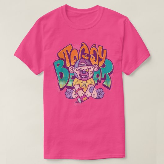 Graffiti Pastel Gothic Teddy Bear Harajuku Kawai T-shirt (Design voorkant)