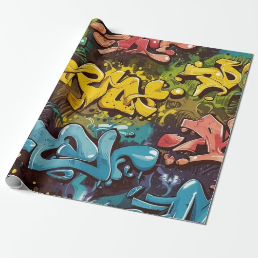 graffiti-patroon cadeaupapier (Uitgerold)