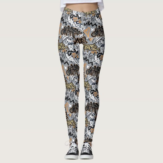 Graffiti-patroon Leggings (Voorkant)