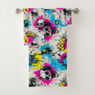 Graffiti patroon met neon kleuren en stedelijke gr bad handdoek