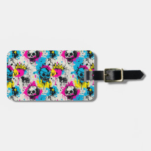 Graffiti patroon met neon kleuren en stedelijke gr bagagelabel