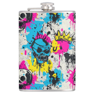 Graffiti patroon met neon kleuren en stedelijke gr heupfles