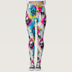 Graffiti patroon met neon kleuren en stedelijke gr leggings