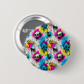 Graffiti patroon met neon kleuren en stedelijke gr ronde button 5,7 cm (Voorkant /achterkant)