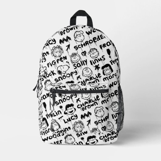 Graffiti-patroon pindaktekens bedrukte rugzak (Voorkant)