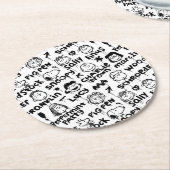 Graffiti-patroon pindaktekens ronde kartonnen onderzetter (Gebogen)
