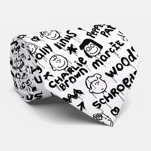 Graffiti-patroon pindaktekens stropdas (Opgerold)