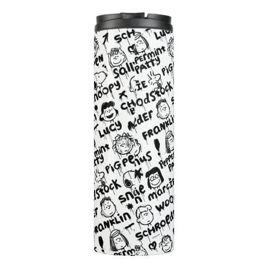 Graffiti-patroon pindaktekens thermosbeker (Achterkant)