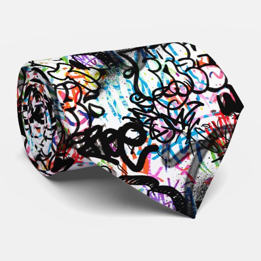 Graffiti Patroon  Stropdas (Opgerold)