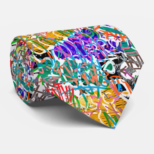Graffiti Patroon Stropdas (Opgerold)
