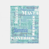 Graffiti Patroon Typografie Blue Blauwgroen Fleece Deken (Voorkant)