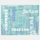 Graffiti Patroon Typografie Blue Blauwgroen LG Fleece Deken (Voorkant (Horizontaal))