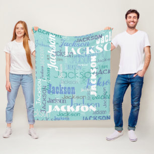 Graffiti Patroon Typografie Blue Medium Fleece Deken