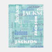 Graffiti Patroon Typografie Blue Medium Fleece Deken (Voorkant)