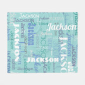 Graffiti Patroon Typografie Blue Medium Fleece Deken (Voorkant (Horizontaal))