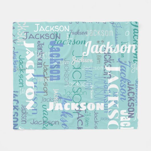 Graffiti Patroon Typografie Blue Medium Fleece Deken (Voorkant (Horizontaal))