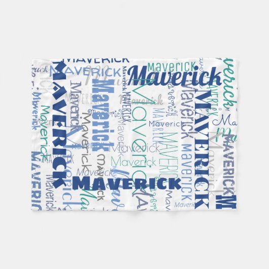 Graffiti Patroon Typografie Blue White Fleece Deken (Voorkant (Horizontaal))