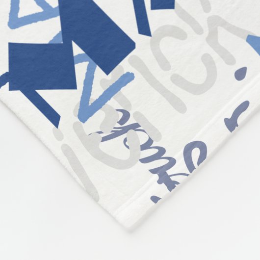 Graffiti Patroon Typografie Blue White Fleece Deken (Hoek)