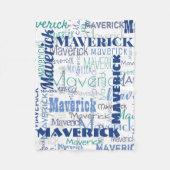 Graffiti Patroon Typografie Blue White Fleece Deken (Voorkant)