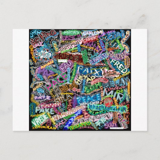 graffiti peace international vertaling briefkaart (Voorkant)