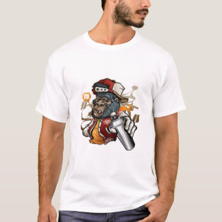 Graffiti-personage gorilla met een spuitverf t-shirt