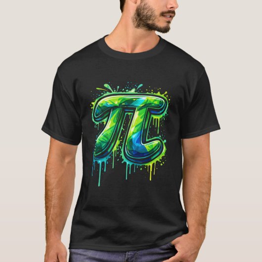 Graffiti Pi-symbool Spuitverf Wiskunde Nerd Grafis T-shirt (Voorkant)