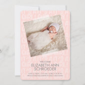 Graffiti Pink Baby Birth Announcard Aankondiging (Voorkant)